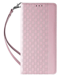 Funda con correa magnética Samsung Galaxy S23+ flip cover wallet mini lanyard stand rosa