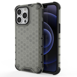 Honingraat gepantserd hoesje met gel frame iPhone 13 Pro zwart