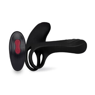 S-Hande Frank-RTC Remote Controlled Penis Overlay with 9 Vibration Modes Black
