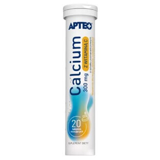 Calciu 300mg cu vitamina C Apteo aromă de portocale 20 comprimate efervescente