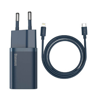 Baseus Super Si 1C USB Type C 20W Power Delivery fast charger + USB Type C - Lightning cable 1m blue (TZCCSUP-B03)