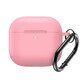 Husă din silicon pentru Airpods 4 cu carabină - roz