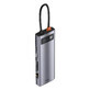Baseus Metal Gleam 9in1 USB-C HUB - 3x USB 3.2 Gen 1 / USB-C PD 100W / VGA / HDMI / TF kaartlezer, SD / RJ45 - grijs (CAHUB-CU0G)