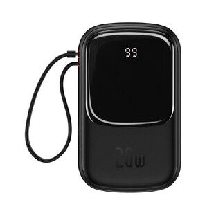 Baseus Qpow Digital Display powerbank cu încărcare rapidă 20000mAh 20W QC/PD/SCP/FCP cu cablu Lightning integrat negru