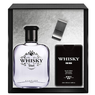 Evaflor Whisky Black Eau de Toilette, 100 ml + Eau de Toilette, 20 ml + Note Clip