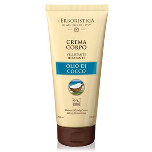 L Erboristica Körpercreme samtig feuchtigkeitsspendendes Kokosnussöl und Monoi, 200 ml