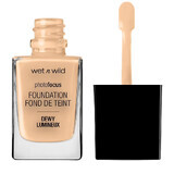 Wet n Wild Photo Focus Dewy Foundation Base de maquillaje de larga duración Soft Beige, 28 ml