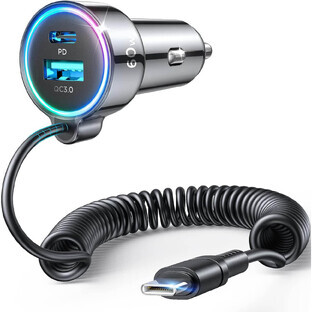 Joyroom caricatore rapido per auto 3 in 1 con cavo USB di tipo C da 1,6 m 60 W nero (JR-CL07)