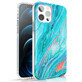 Funda de colores Kingxbar Watercolour Series para iPhone 12 Pro Max rosa y verde
