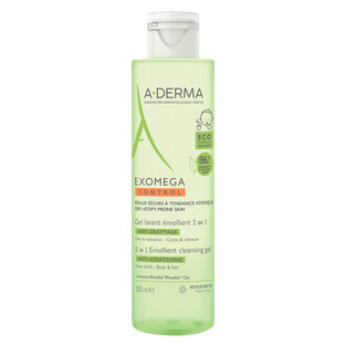 A-Derma Exomega Control gel lavante emolliente 2 in 1, 200 ml