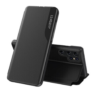 Eco Leather View Tasche für Samsung S24 Ultra mit Flip Cover - schwarz