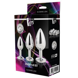 Dream Toys Gleaming Love Silver Plug Set Anal Plug, 3 Stück