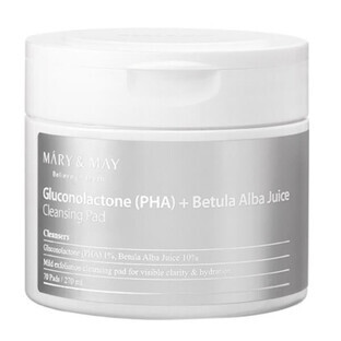Mary amp;May Gluconolactone (PHA) + Betula Alba Juice Cleansing Pad, 70 pieces