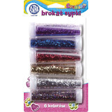 Purpurina 7g x 6 colores (morado, azul, rojo, dorado, plateado, multicolor)