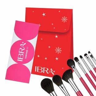 Set di pennelli per il trucco Ibra Candy Cane + palette per il contouring del viso