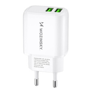 Wozinsky CUWCW 2.4A 2 x USB-A mains charger - white