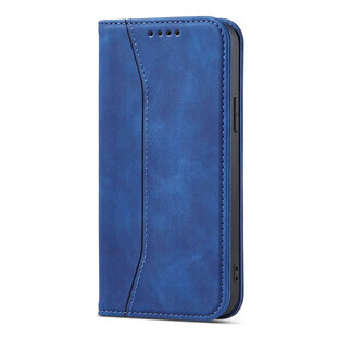 Magneet Fancy Case iPhone 14 flip cover portemonnee stand blauw