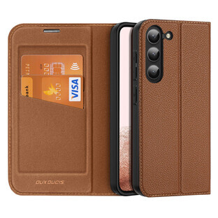 Dux Ducis Skin X2 Custodia per Samsung Galaxy S23+ con supporto a portafoglio con patta marrone