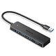 HUB Ugreen CM219 35574 met 4 USB-A 3.0 poorten en USB-A 3.0 1m kabel - zwart