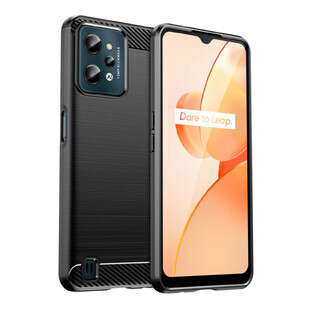 Funda carbono Realme C31 funda carbono silicona flexible negro