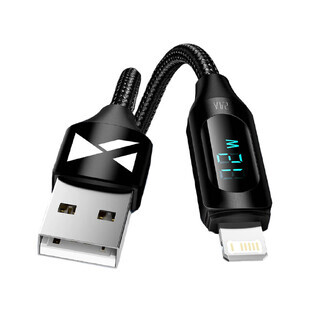 Cavo USB-A - Lightning Wozinsky WUALC1 con display LED 2,4A 1m - nero