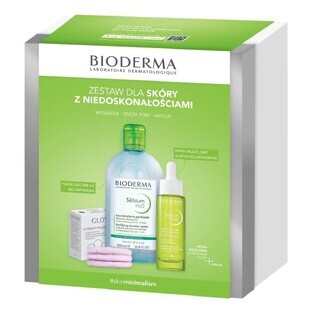 Bioderma Sebium Kit Xmass 2024 H2O 500 ml + Serum 30 ml + Glov Pads flauschig, wiederverwendbar, 3 Stück