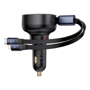 Baseus Enjoyment USB-C autolader met USB-C / Lightning 60W kabel - zwart