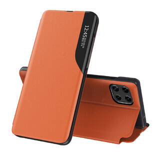 Eco Leather View Case elegante hoes met flipcover en standaardfunctie Samsung Galaxy A22 4G oranje
