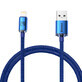 Baseus Crystal Shine Series USB-Kabel für schnelles Laden und Datenübertragung USB Typ A - Lightning 2.4A 1.2m blau (CAJY000003)