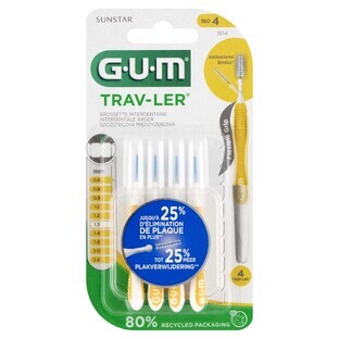 Sunstar GUM Trav-Ler, cepillo interdental 1,3 mm 1514, 4 piezas