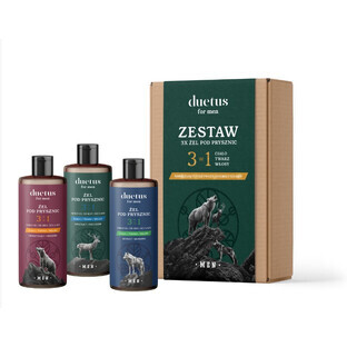 Sylveco Duetus For Men Set Gel douche hydratant 300 ml + Gel douche nourrissant 300 ml + Gel douche énergisant 300 ml