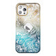 Lujosa funda iPhone 14 Pro con cristales Kingxbar Phoenix - dorado y azul