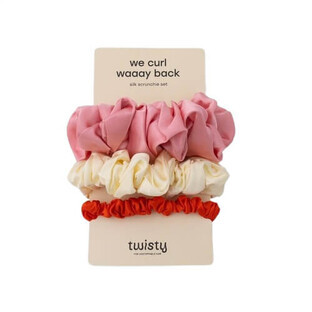Twisty We Curl Waaay Back Silk hair elastic set, 3 pieces