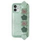 Funda de gel Kingxbar Sweet Series decorada con auténticos cristales Swarovski con soporte iPhone 12 Pro Max verde