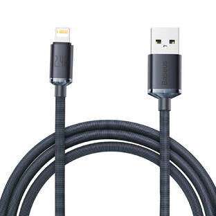 Baseus Crystal Shine Series USB-Kabel für schnelles Laden und Datenübertragung USB Typ A - Lightning 2.4A 2m schwarz (CAJY000101)
