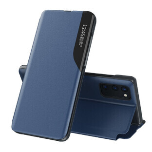 Eco Leather View Case elegant case with flip cover and stand function Samsung Galaxy A72 4G blue