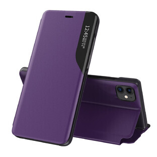 Eco Leather View Case elegante flipcase met standaardfunctie iPhone 13 Pro paars