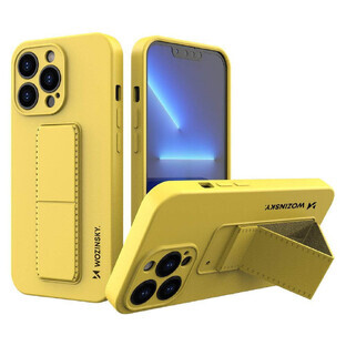 Wozinsky Kickstand Case siliconen hoesje met standaard iPhone 13 mini geel