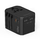 GaN Choetech PD6045 USB-C USB-A 45W travel charger with US EU UK AU plugs - black.
