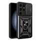 Hybrid Armor Camshield hoesje voor Samsung Galaxy S24 Ultra gepantserd met cameradeksel - zwart
