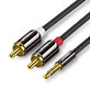 Ugreen AV116 10749 audio minijack 3,5 mm (mannetje) / 2RCA (mannetje) kabel 1m - zwart