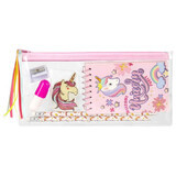 Schoolkit Eenhoorn etui Spiraal notitieboek 2 potloden Gum Mini markeerstift Puntenslijper