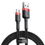Baseus Cafule Cable câble nylon robuste USB / USB-C QC3.0 2A 3M noir/rouge (CATKLF-U91)