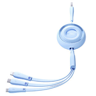 Joyroom Colorful Series S-A40 einziehbares 3-in-1 USB-A - USB-C / Lightning / micro USB Kabel 1m - blau Joyroom Colorful Series S-A40 einziehbares 3-in-1 USB-A - USB-C / Lightning / micro USB Kabel 1m - blau