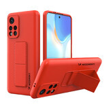 Wozinsky Kickstand Case étui en silicone avec support Xiaomi Poco M4 Pro 5G rouge