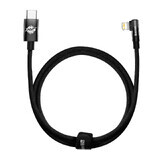 Cablu Baseus CAVP000201 unghiular Lightning - USB-C 20W 480Mbps 1m - negru