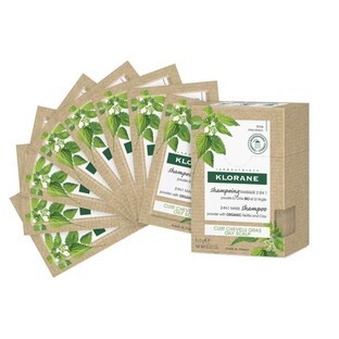 Klorane, maschera detergente in polvere 2 in 1 con ortica biologica, 8 x 3 g