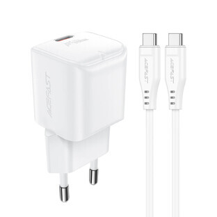 Acefast A73 Mini PD 20W GaN încărcător de rețea + cablu USB-C - alb