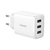Baseus Chargeur secteur compact 3x USB 17W blanc (CCXJ020102)