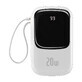 Baseus Qpow Digital Display powerbank con carga rápida 20000mAh 20W QC/PD/SCP/FCP con cable Lightning integrado blanco
